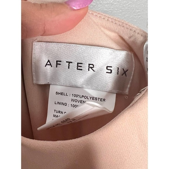 NWT After Six One Shoulder With Strap Cowl-Neck Crepe Maxi Dress Cameo Size 12 - Picture 12 of 12